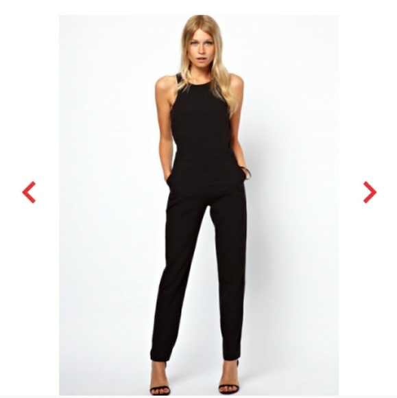 Novashe Pants - Sleevless slit back high waist pocket jumpsuit